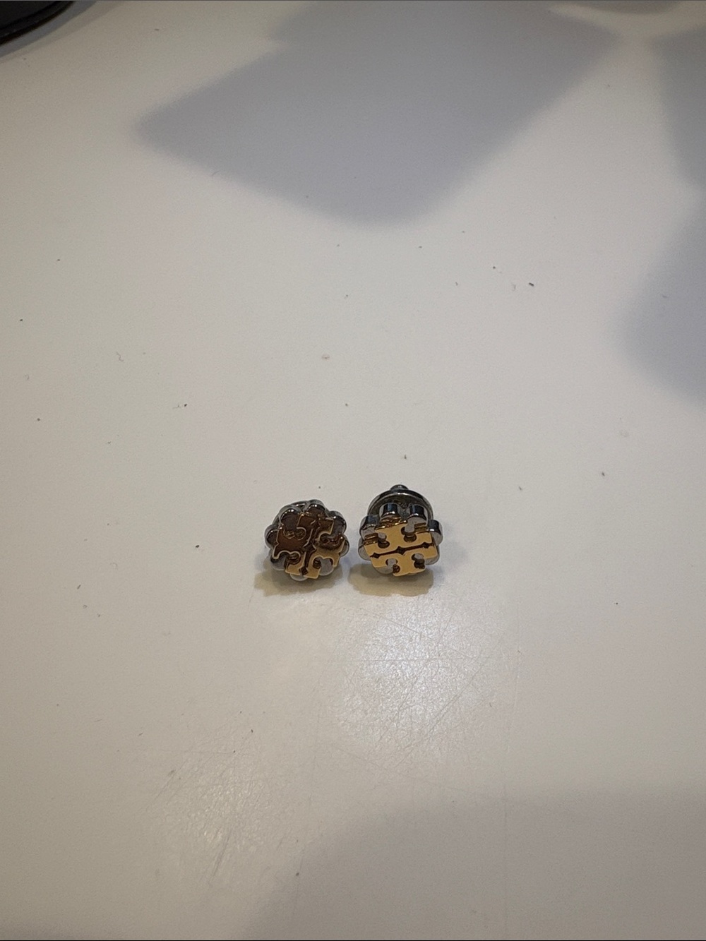 Tory Burch Puzzle Piece Stud Earrings - Gold Tone